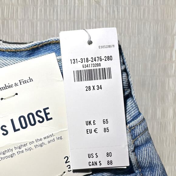 Abercrombie & Fitch 90’s Loose High-Waisted Light Wash Jeans - Women’s 28 x 34 - Picture 7 of 8